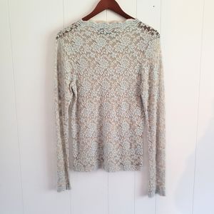 O2 Collection Floral Lace Scalloped Neckline Top